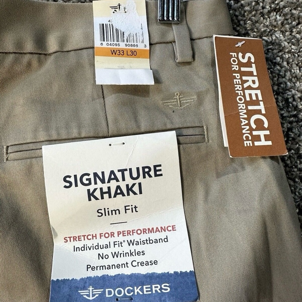 Dockers Signature Khaki Slim Fit Stretch For Performance Pants SZ 33x30 NWT - Picture 3 of 6